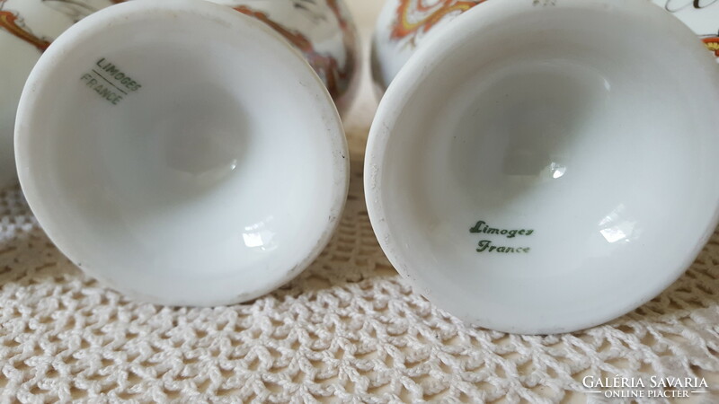 French Limoges porcelain coffee cup with base, 6 cups.
