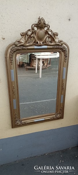Antik biedermeier felépítményes tükör