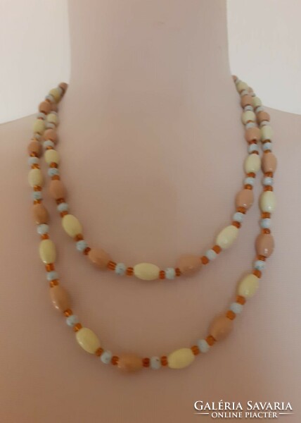 Necklace made of vintage, pastel-colored Czech glass beads