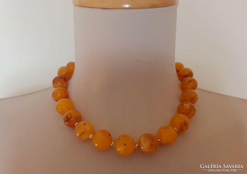 Imitation amber plastic necklace