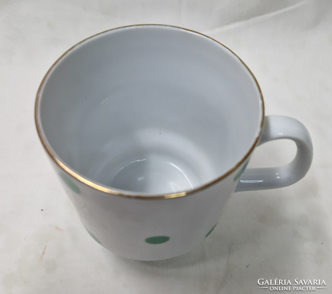 Alföldi porcelain factory skirted green polka dot mug in perfect condition 9.5 cm.