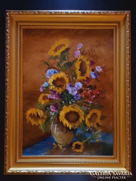 István Reinhardt - sunflower (gallery oil painting)