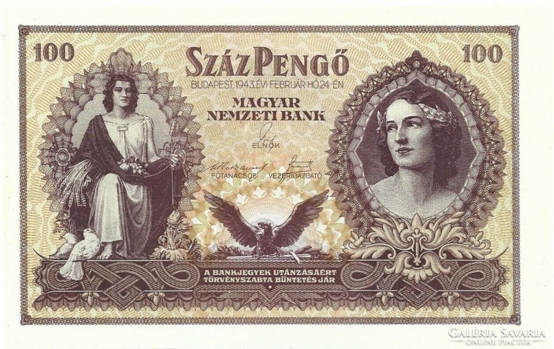 100 pengő 1943 Szálasi 2. UNC