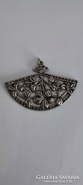 Silver pendant Japanese fan