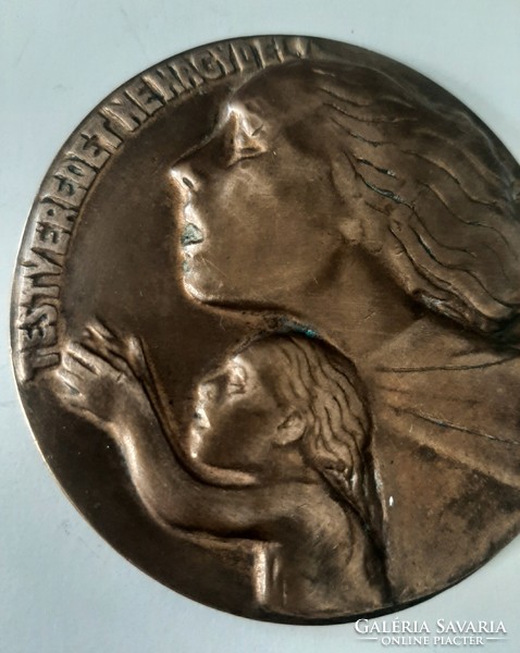 A rarity! Don't leave your brother István Örkényi Strasser(1911-1944)! Omzsa bronze plaque from 1940