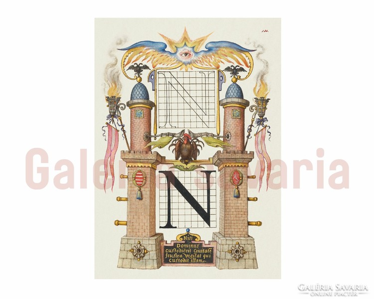 The letter G richly decorated from the 16th century, from the work mira calligraphiae monumenta