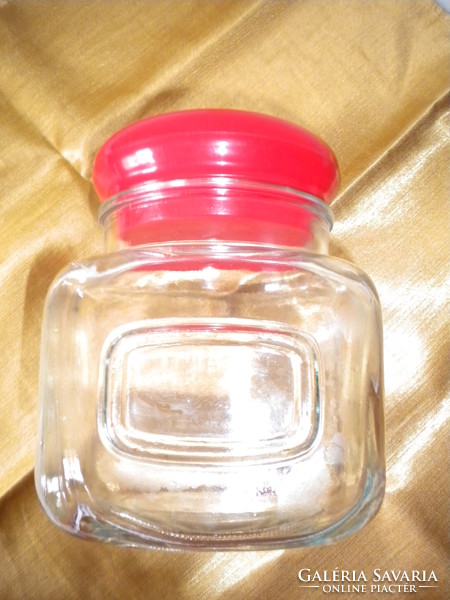 Red bottle with plastic stopper, square, can be written on, candy, snack holder