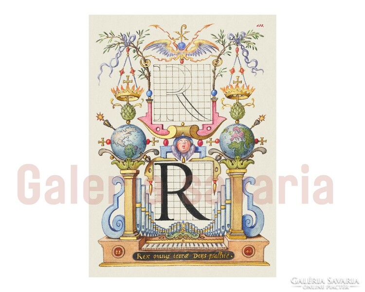 Letter L richly decorated from the 16th century, from the work mira calligraphiae monumenta