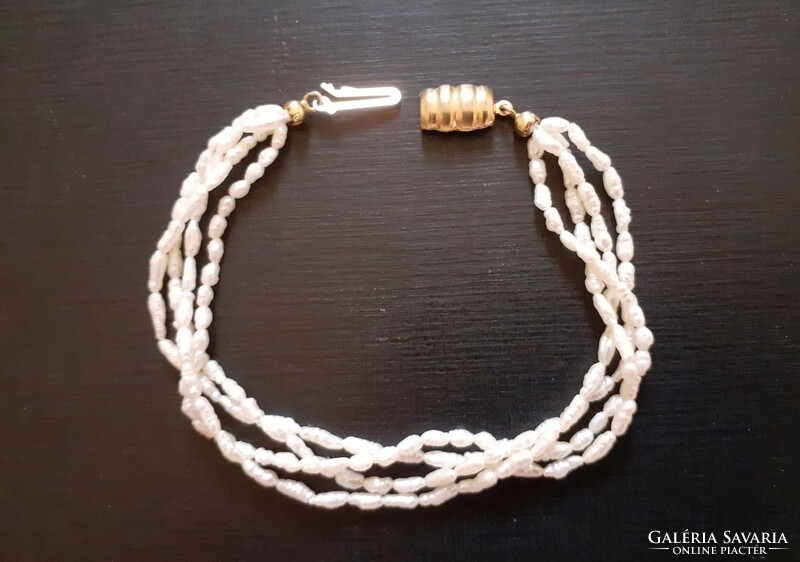 Four-row, cultured pearl (grain of rice) bracelet