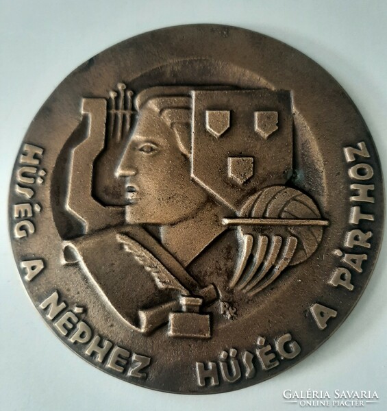 Kálmán Renner: national student days in Sopron 1975 bronze commemorative plaque 9.6 cm