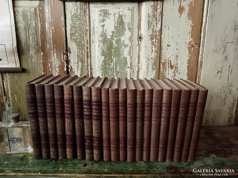 Tolna's New World Lexicon, parts 1-20, leather binding or canvas spine, leather cover, in good condition