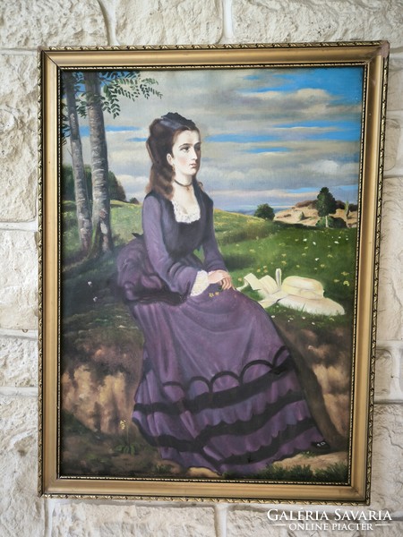 Lila ruhás nő! Festmény nem nyomat ! Szinyei Merse Pál híres festményének feldolgozása!Jó színekkel,