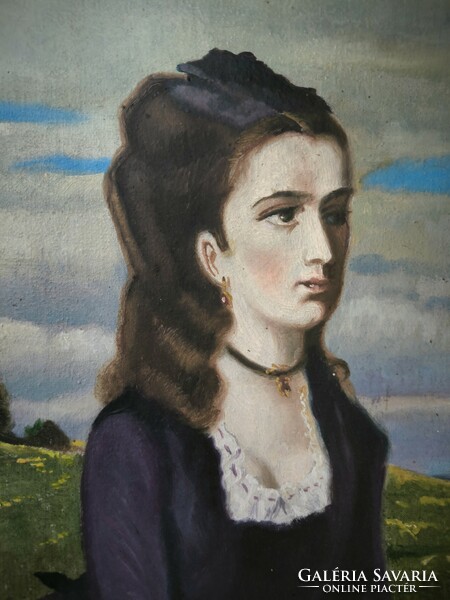 Lila ruhás nő! Festmény nem nyomat ! Szinyei Merse Pál híres festményének feldolgozása!Jó színekkel,