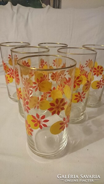 Retro floral summer lemonade glasses 6 pcs