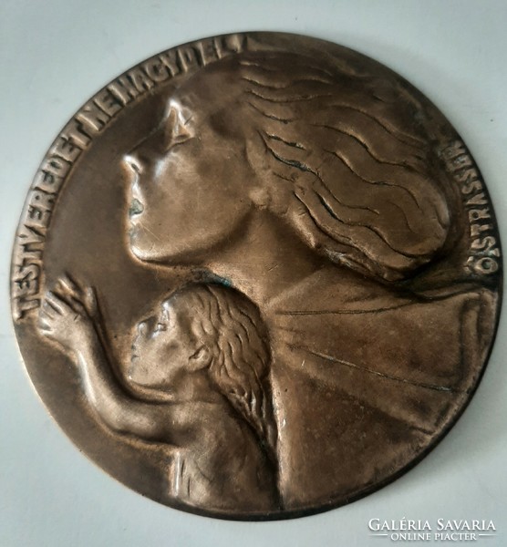 A rarity! Don't leave your brother István Örkényi Strasser(1911-1944)! Omzsa bronze plaque from 1940