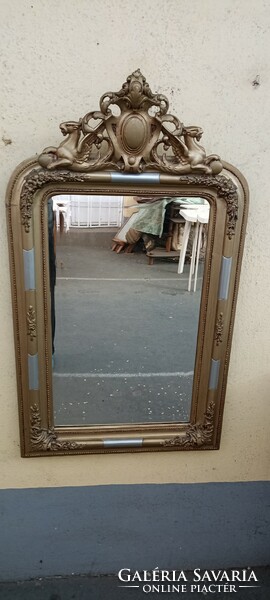 Antik biedermeier felépítményes tükör