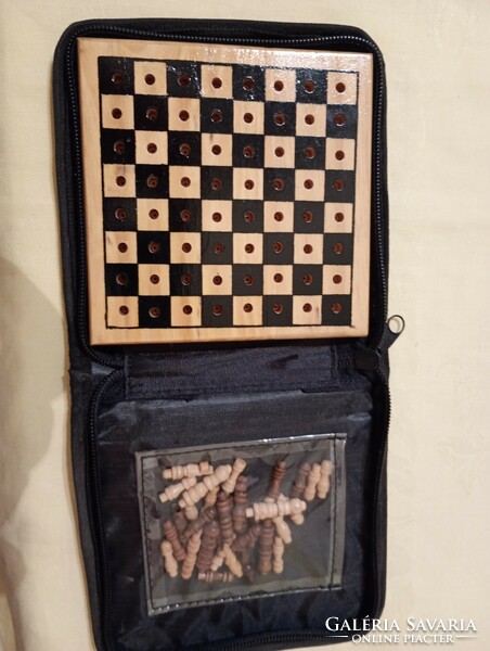 Mini traveling chess in original case 12x12cm with wooden insert