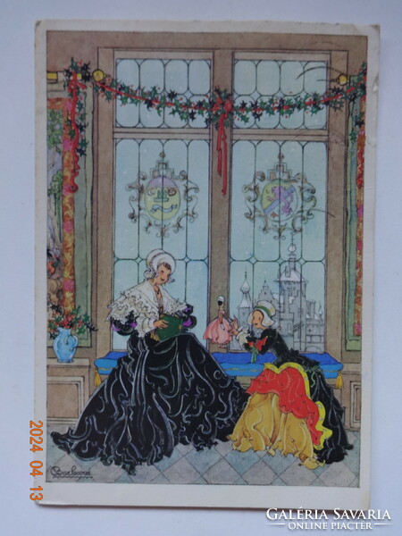 Old graphic greeting card - barbara van kampen drawing