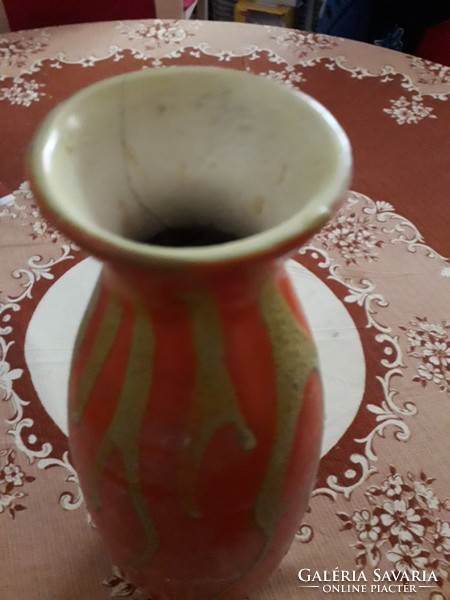Old ceramic glazed picture gallery juried vase 24x10 cm.