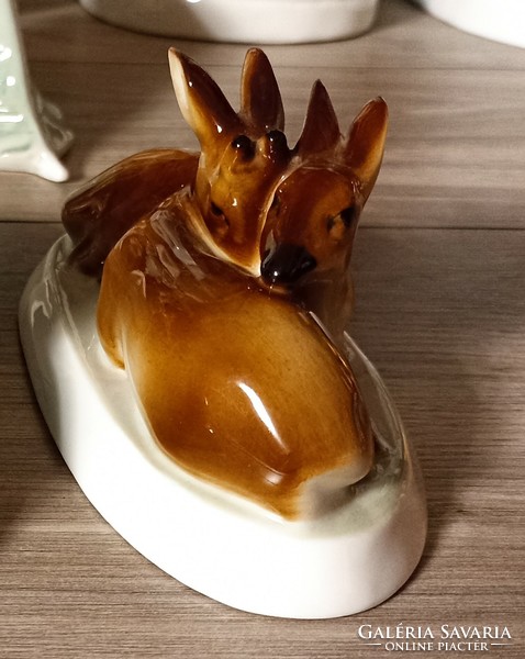 Pair of Zsolnay porcelain deer