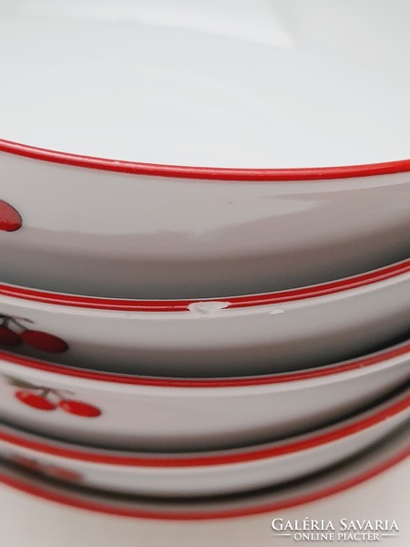 Alföldi cherry-patterned compote and pickle bowls and small plates, 5 + 5 pieces in one