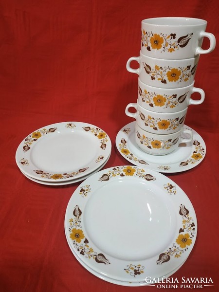 Lowland porcelain with Panni decor - soup and tea cups, cookie plates