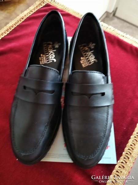 Rieker brand new, pretty black leather shoes, moccasins, size 41