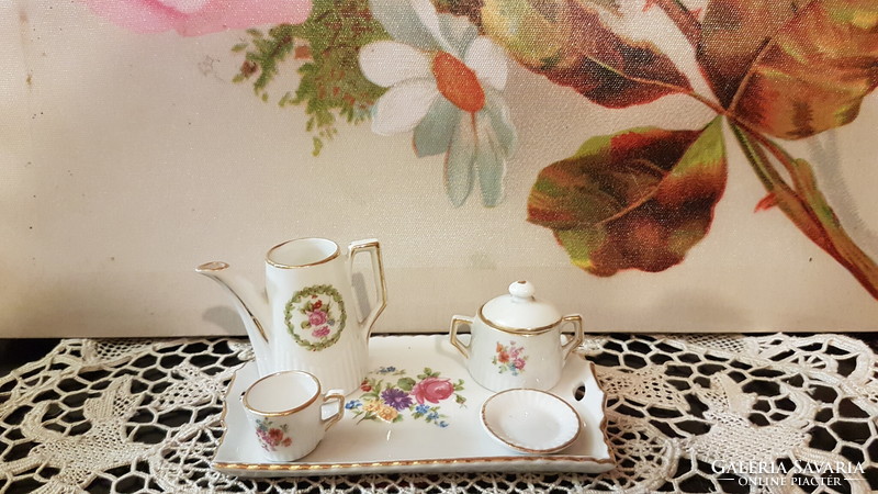 For a dollhouse, children's toy coffee set for 1 person, with tray, crow's house, zsolnay? Maybe