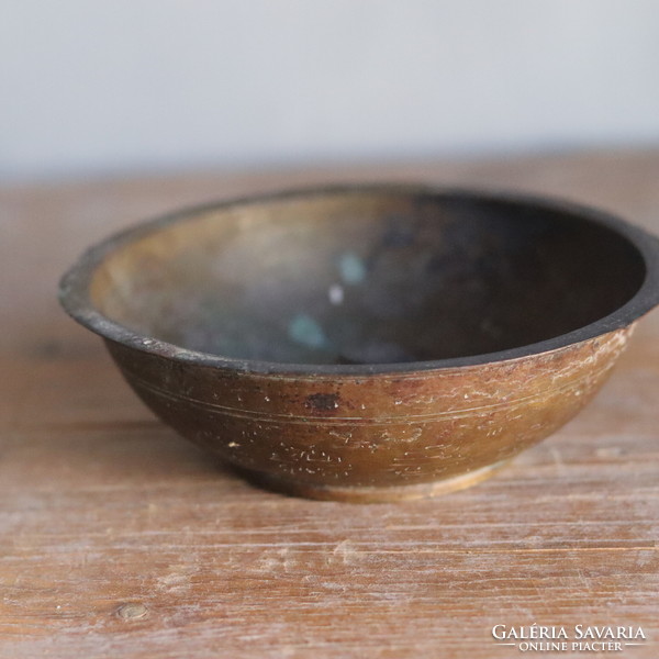 Antique red copper Persian bowl, decorative, with inscription