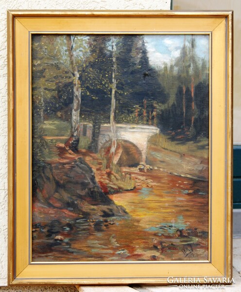 Tér J.: Erdei patak, 1907 - olaj-vászon festmény, keretezve