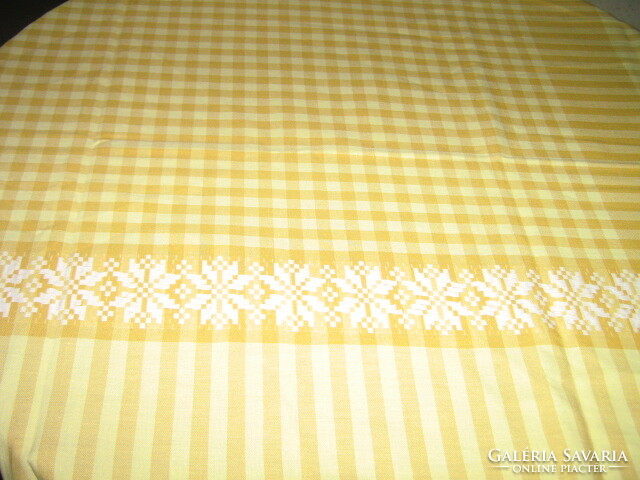 Beautiful vintage checkered woven tablecloth