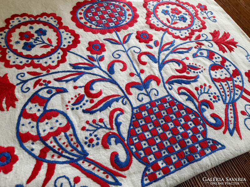 Old, antique Buzsák embroidered bird cushion cover, 49 x 40 cm