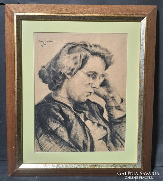 Nyergesi János: Női portré, 1959 (ceruzarajz)