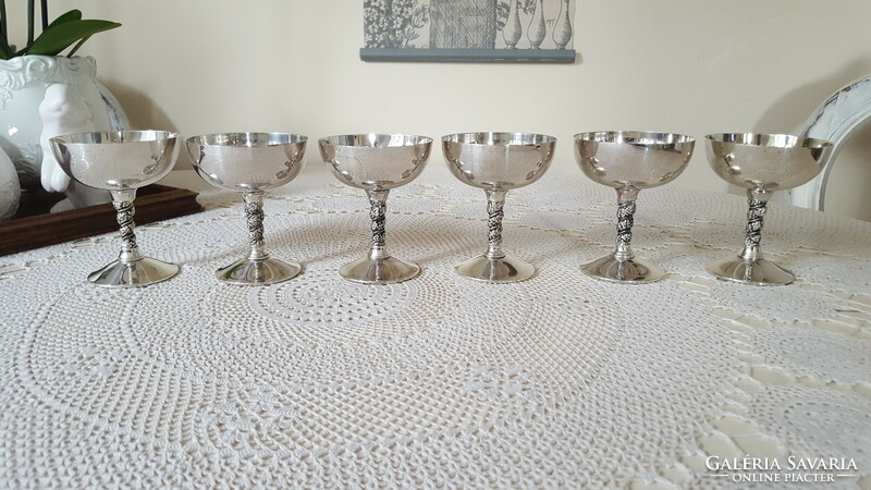 Decorative goblet with twisted stem, silver-plated, 6 pcs.