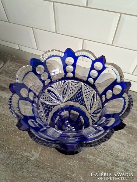 Royal blue lead crystal vase