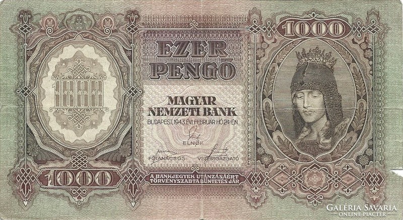 1000 pengő 1943 Szálasi 1.