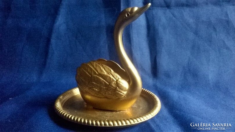 Metal miniature - swan - shelf decoration or dollhouse accessory