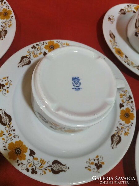 Lowland porcelain with Panni decor - soup and tea cups, cookie plates
