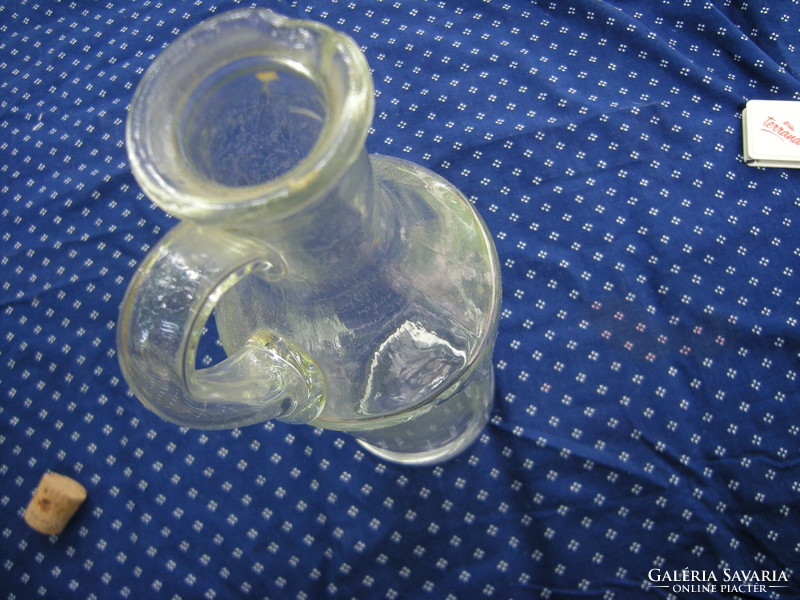 Literes kiöntős füles üvegpalack régi braun üveg