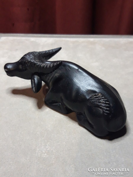 Painted terracotta buffalo - small sculpture