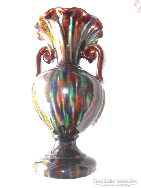 Mezőtúr csurgatott mázas,  váza --21 cm
