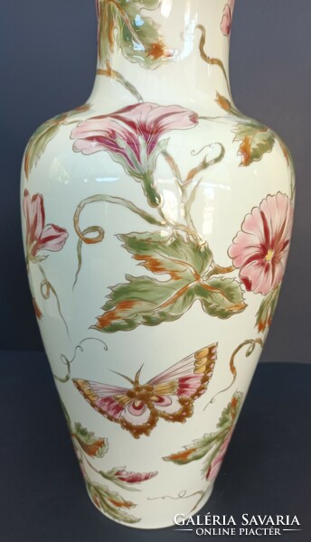A huge Zsolnay butterfly vase