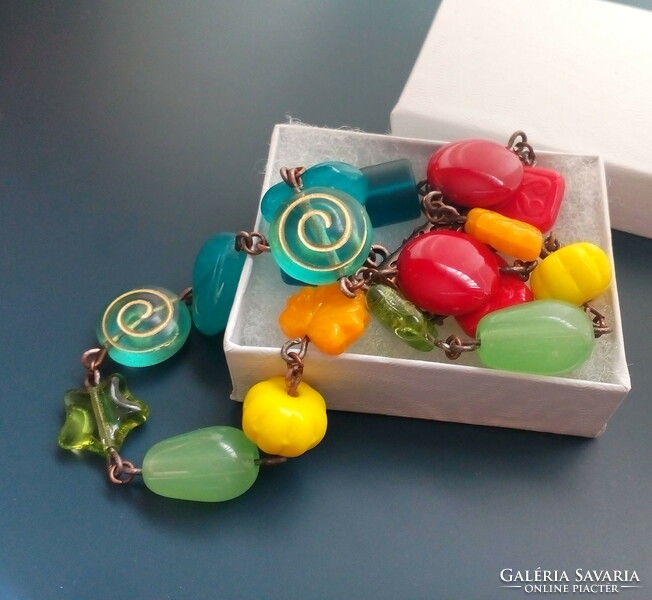 High-quality Czech pressed glass beads bracelet, colorful bracelet