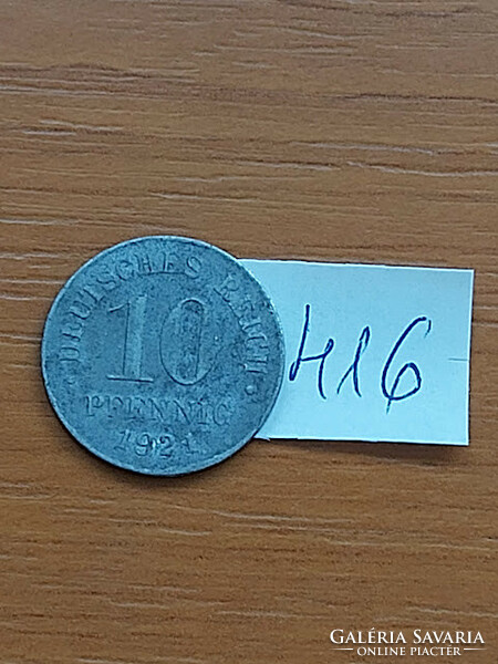 NÉMET BIRODALOM DEUTSCHES REICH 10 PFENNIG 1921  Cink  416