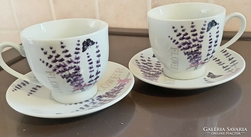Cappuccino set with lavender pattern