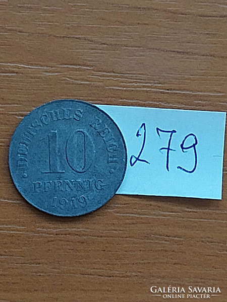 German Empire deutsches reich 10 pfennig 1919 zinc 279