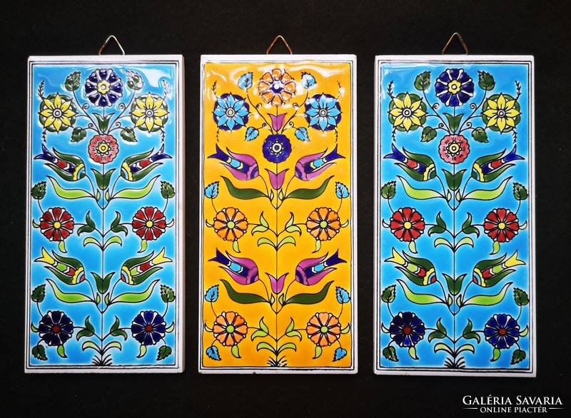 Vintage Greek floral decorative tiles 3 pcs.