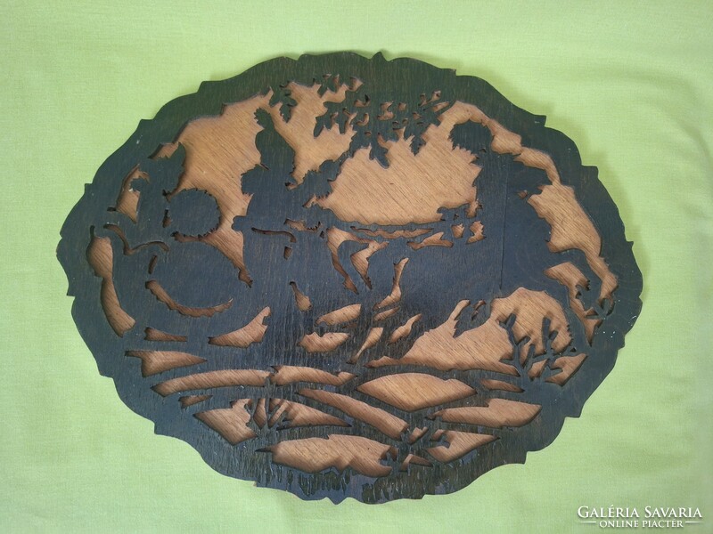 Antique. Wooden mural, silhouette horse theme (not small)