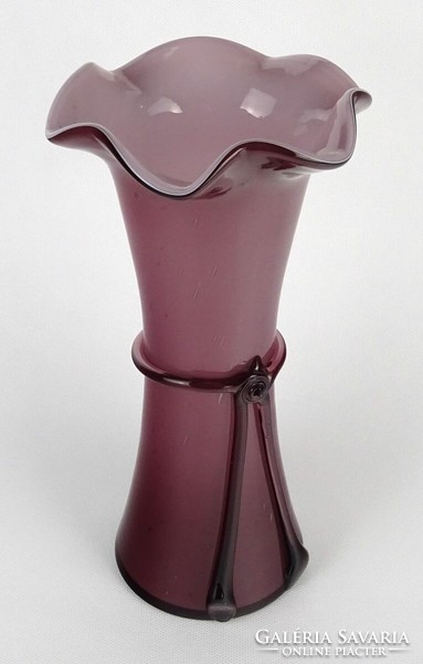 1O158 Régi gyönyörű lila fújt üveg művészi üveg váza 25 cm