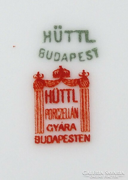 1Q806 Régi jelzett Hüttl Tivadar rózsás porcelán készlet 16 darab